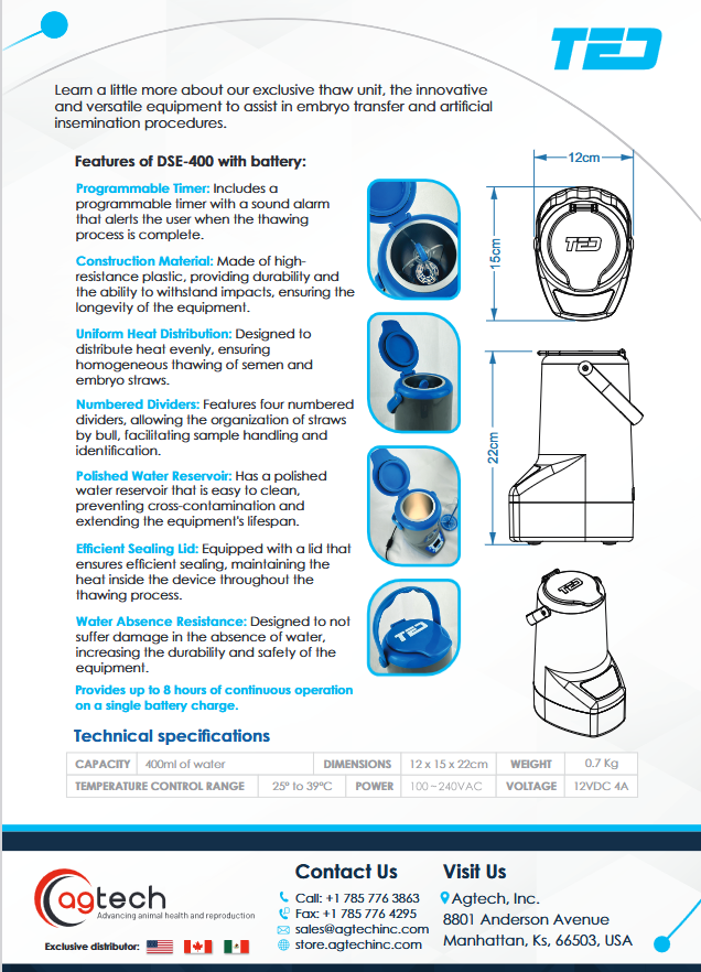 Embryo and Semen Thaw Unit DSE-400 With Built-in Battery