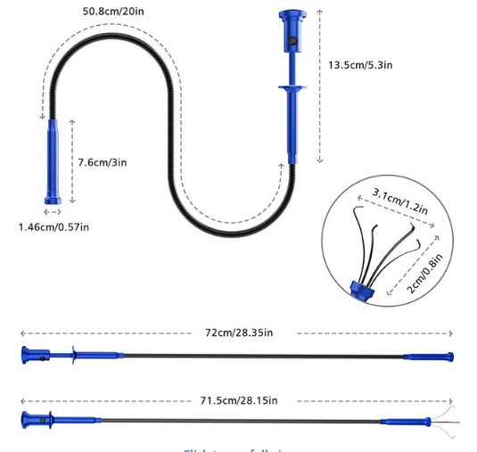 28.34" lighted mechanical pickup for loose straws, each
