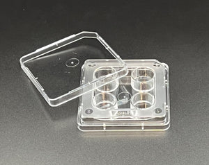 Solution™ 4 Well Solution Dish, Non-Treated, Flat-Bottom, w/ Lid, 4/pk