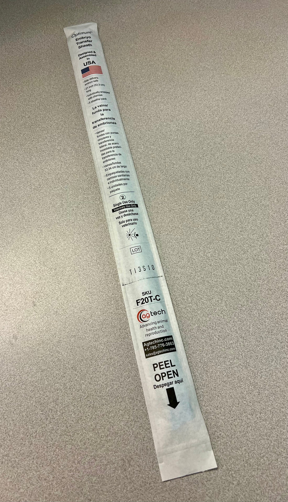 Optimum™ Plastic Tip Transfer Sheath with Chemise, For Bovine, 21 Inch, 5/pk