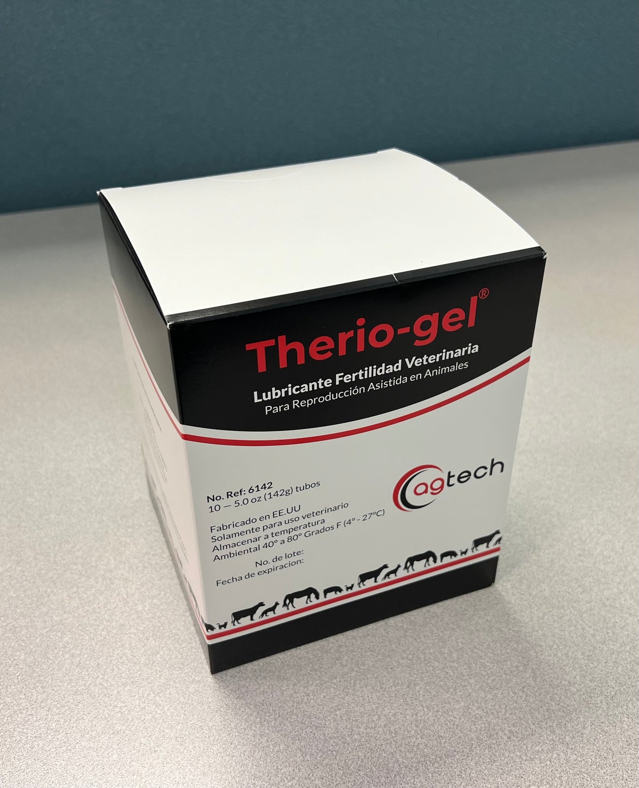 Therio-gel® non-spermicidal lubricant for veterinary fertility, patented formula, 10 x 5 oz tubes per box, each