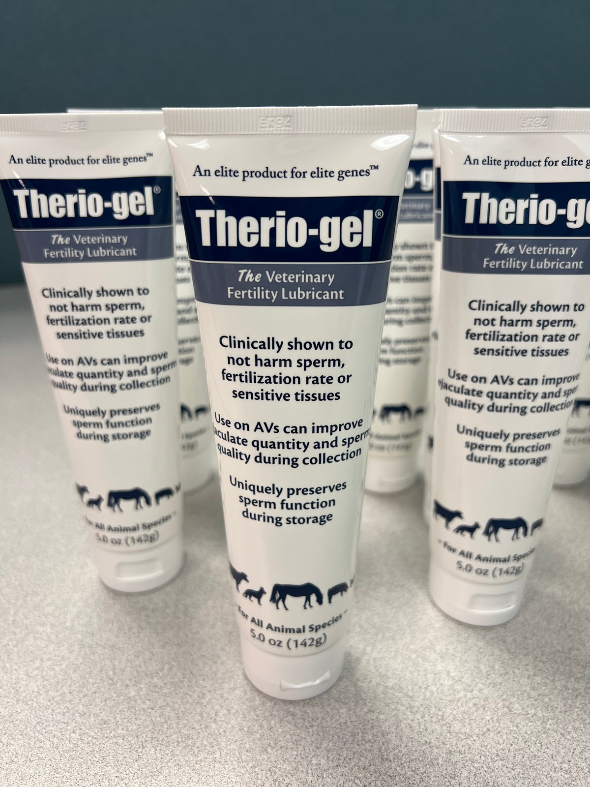 Therio-gel® non-spermicidal lubricant for veterinary fertility, patented formula, 10 x 5 oz tubes per box, each