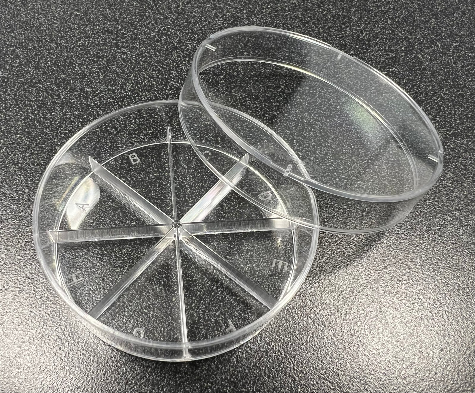 Solution™ Dish with Lid & Micro Stability Ridge, Round, 8 Section, 60x15mm, 10/pk