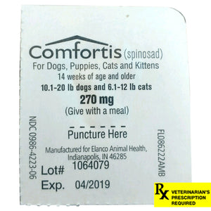 RX Comfortis 10.1-20 lb Dogs/6.1-12 lb Cats single tab