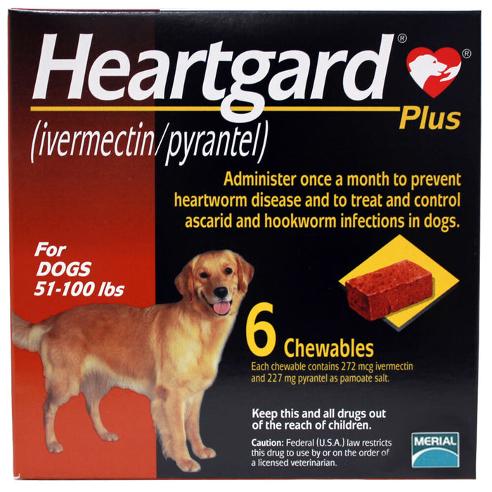Rx Heartgard Plus Chewable, 51-100lbs, 6 month