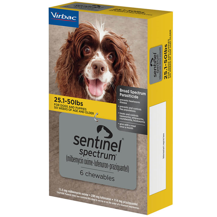 Sentinel Spectrum Chews 5 x 6's Yellow 26 - 50 lb