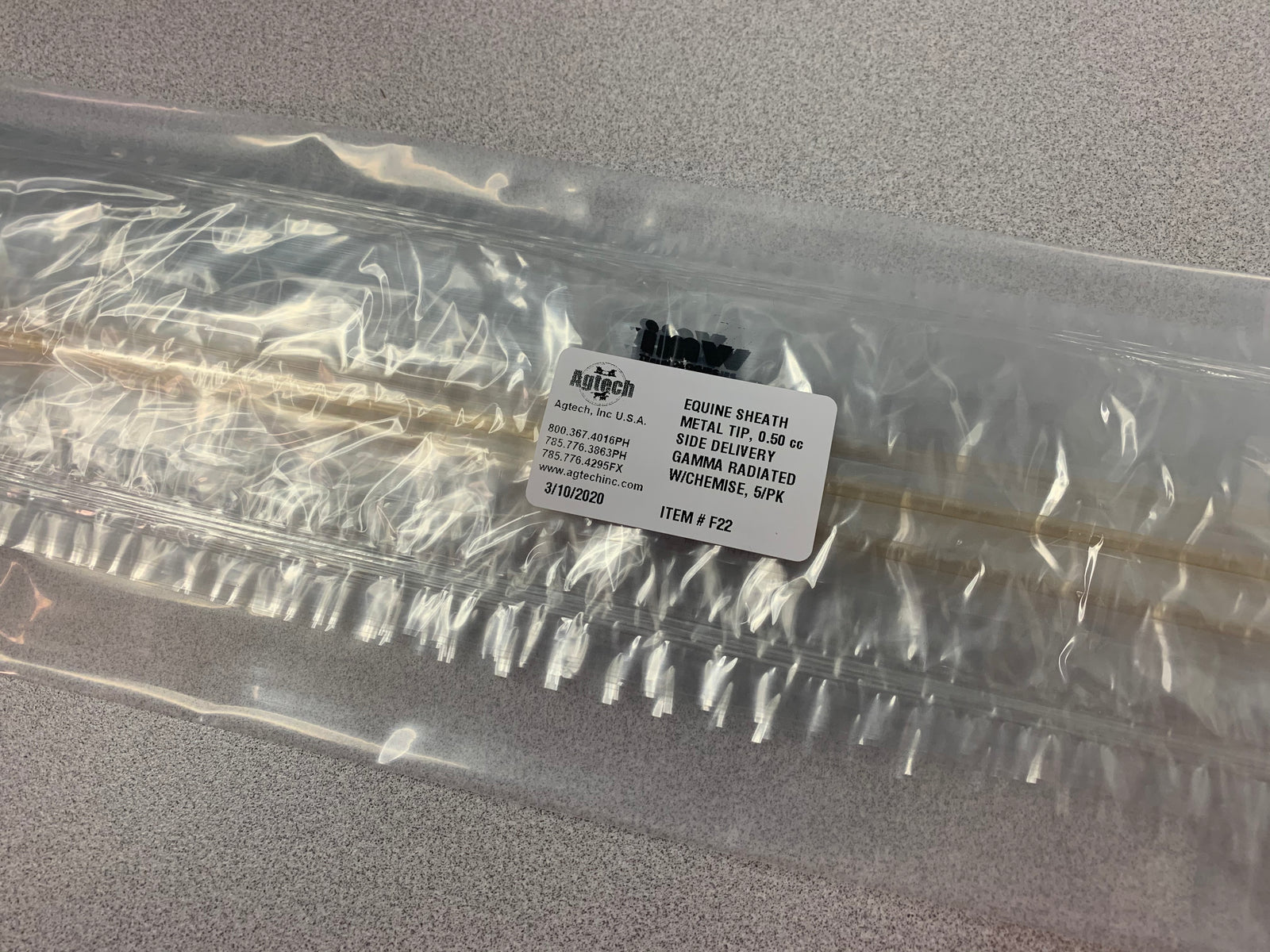 Sheath, For 0.5cc Straws, Side Delivery, Steel-Tip, 21 Inch, 5/pk