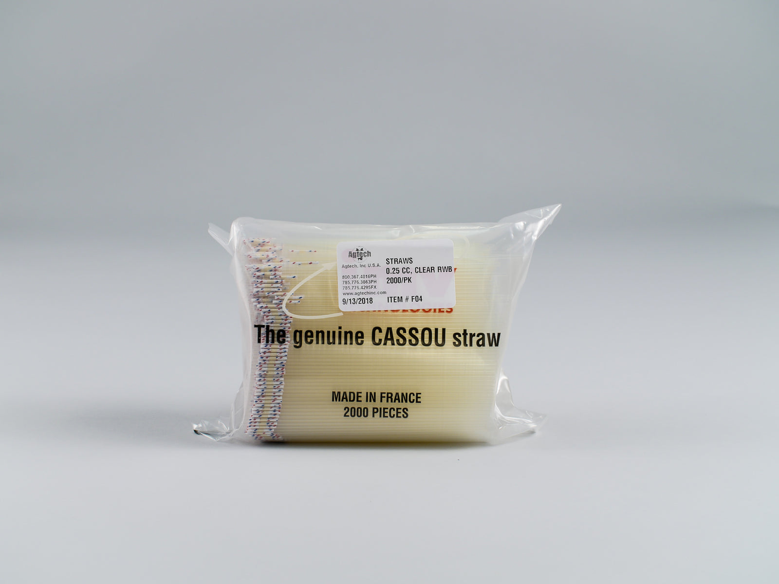 Straws, 0.25cc, Clear, RWB, 2000/Bag