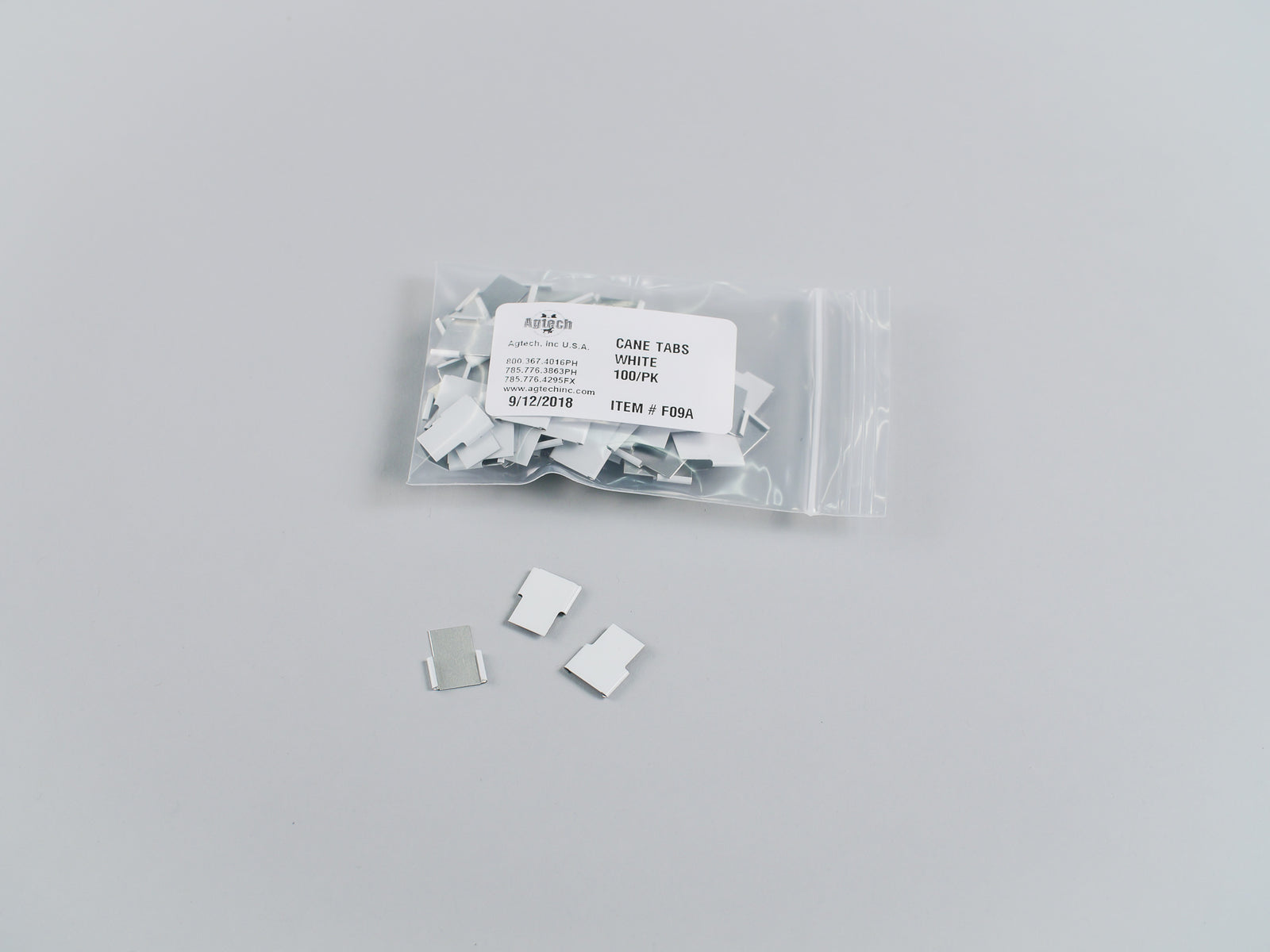 Cane Tabs, White, 100/Bag
