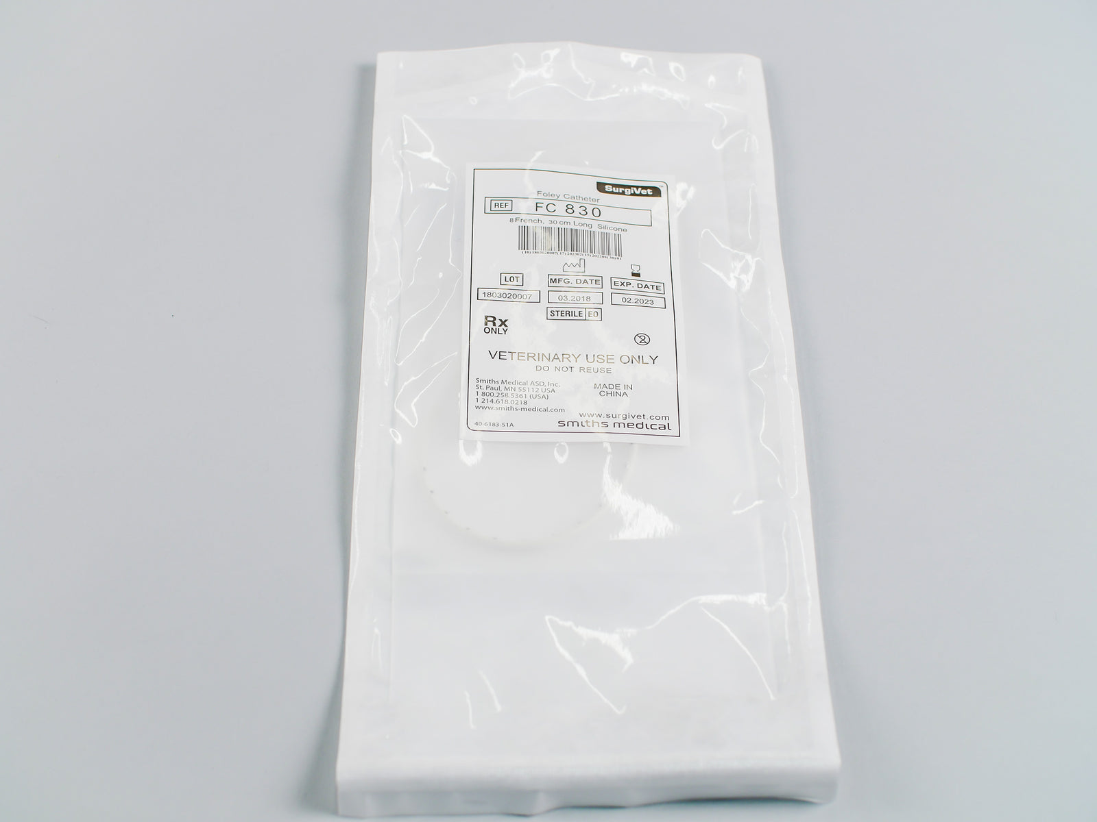 Clearview silicone foley catheter, small ruminant, 8fr, 3cc, 30cm, each